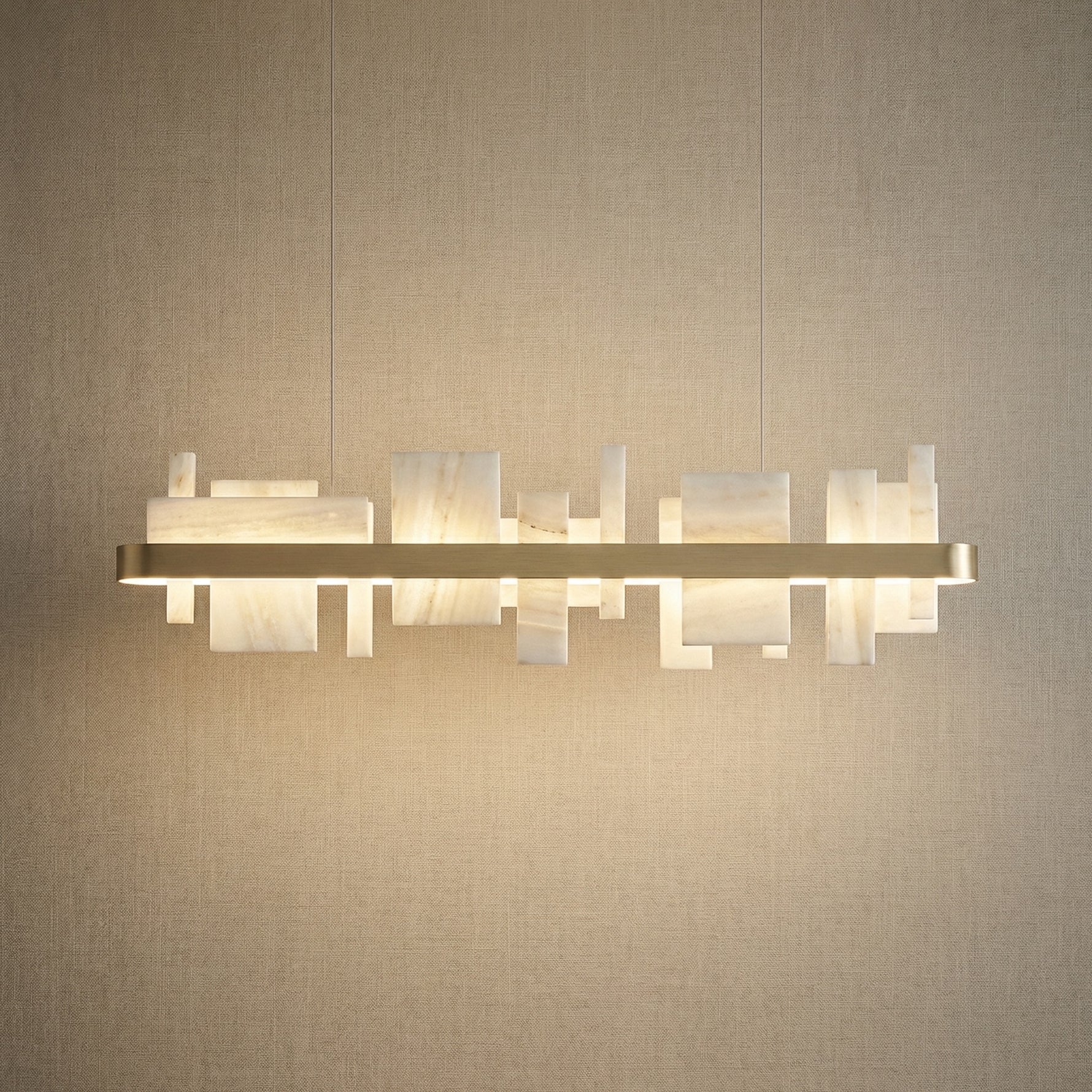 Yiosi Series Linear Natural Stone Pendant Light 39" - 39" Linear (L1000mm)