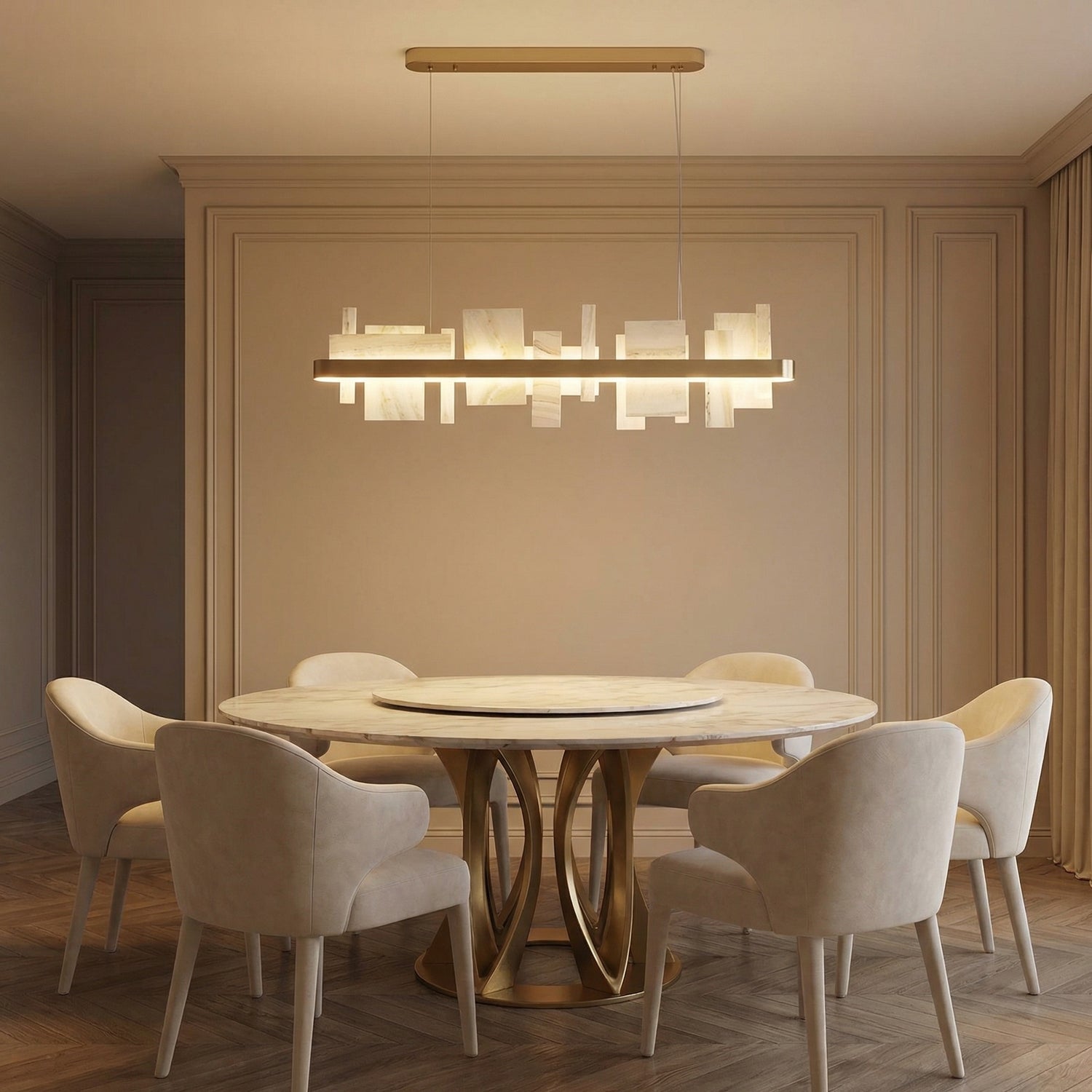 Yiosi Series Linear Natural Stone Pendant Light 39" - scene-1