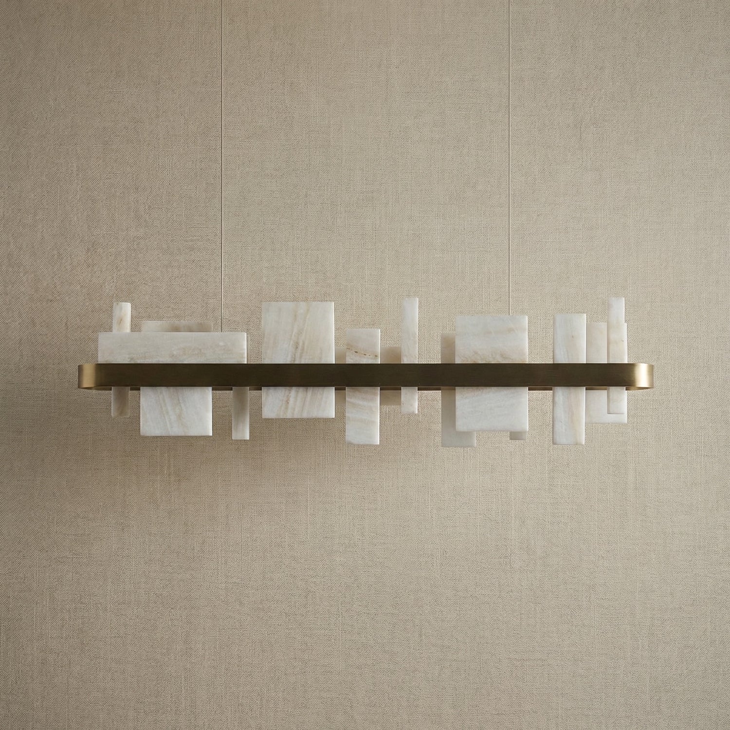 Yiosi Series Linear Natural Stone Pendant Light 39" - dark