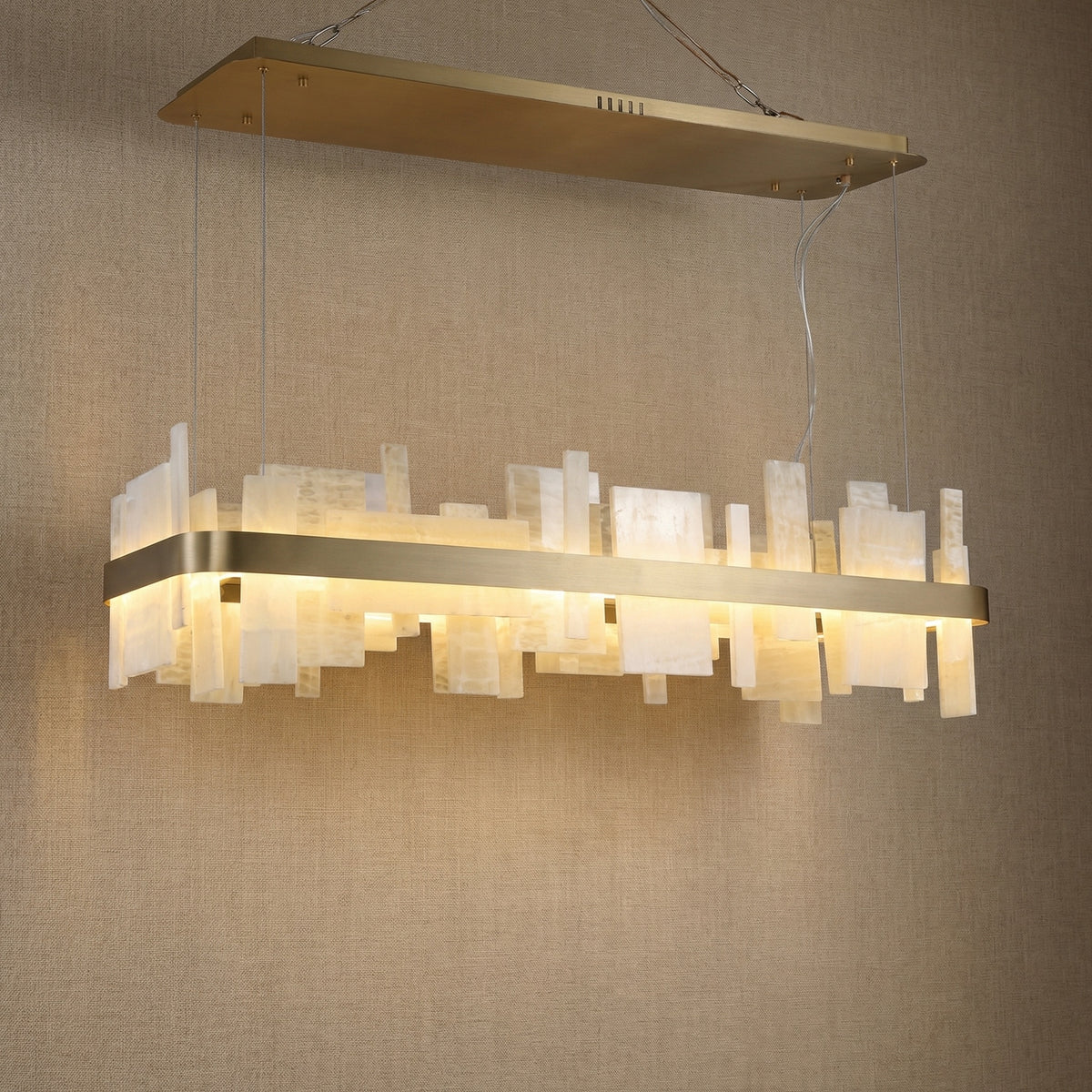 Yiosi Series Linear Natural Stone Pendant Light 39" - 43" Linear (L1100mm)