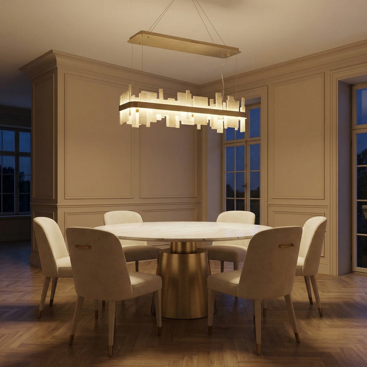 Yiosi Series Linear Natural Stone Pendant Light 39" - scene-1