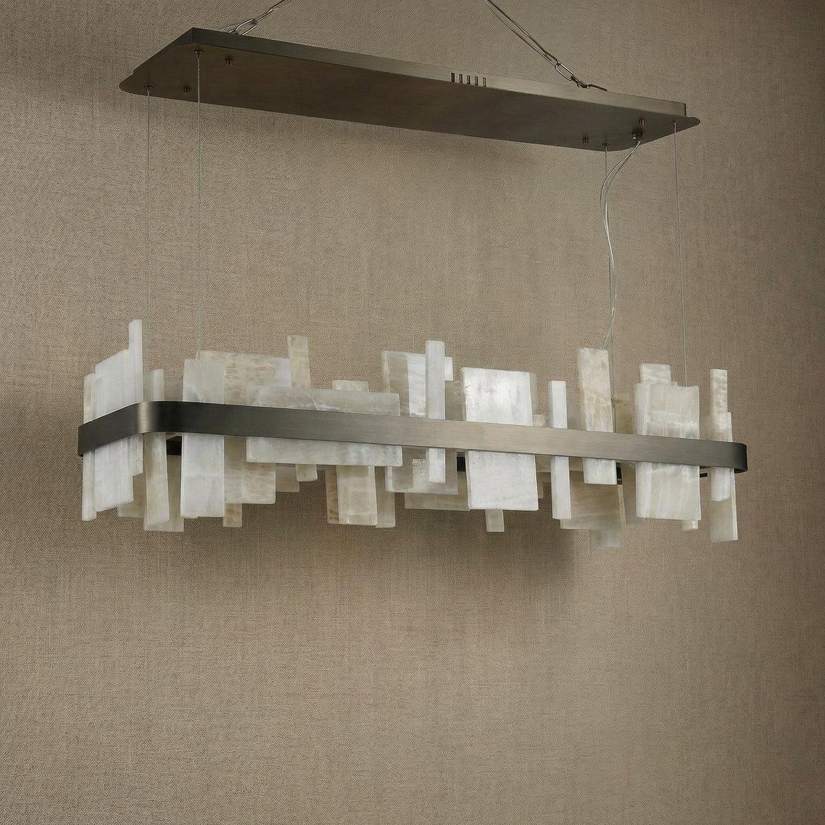 Yiosi Series Linear Natural Stone Pendant Light 39" - dark