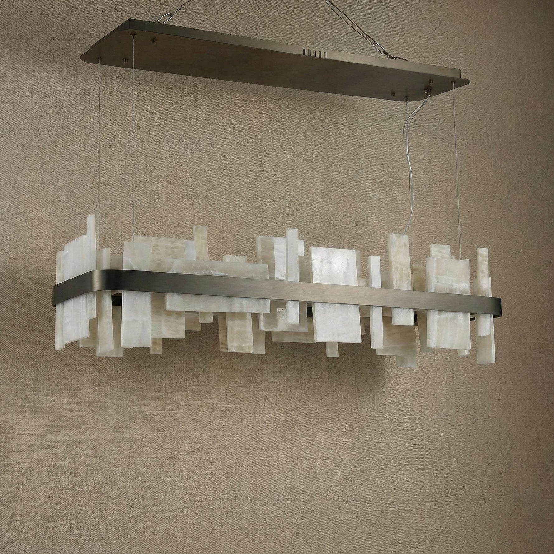 Yiosi Series Linear Natural Stone Pendant Light 39" - dark