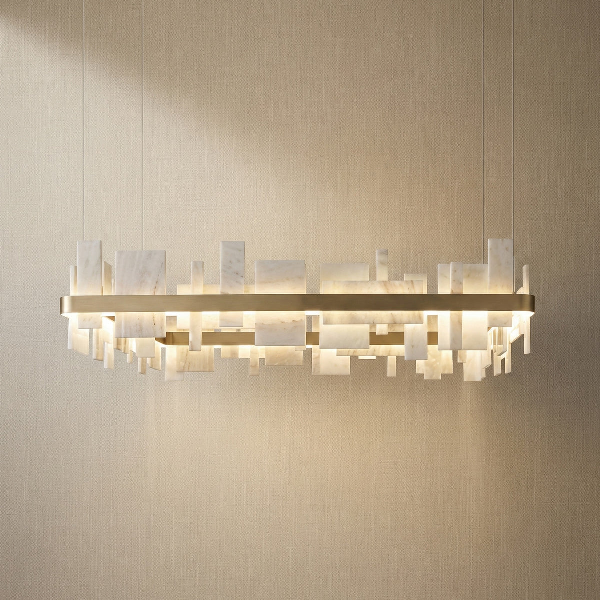 Yiosi Series Linear Natural Stone Pendant Light 39" - 46" Linear (L1180mm)