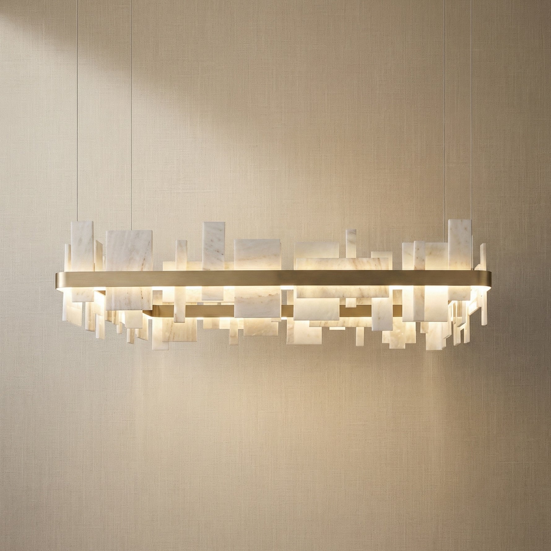 Yiosi Series Linear Natural Stone Pendant Light 39" - 46" Linear (L1180mm)