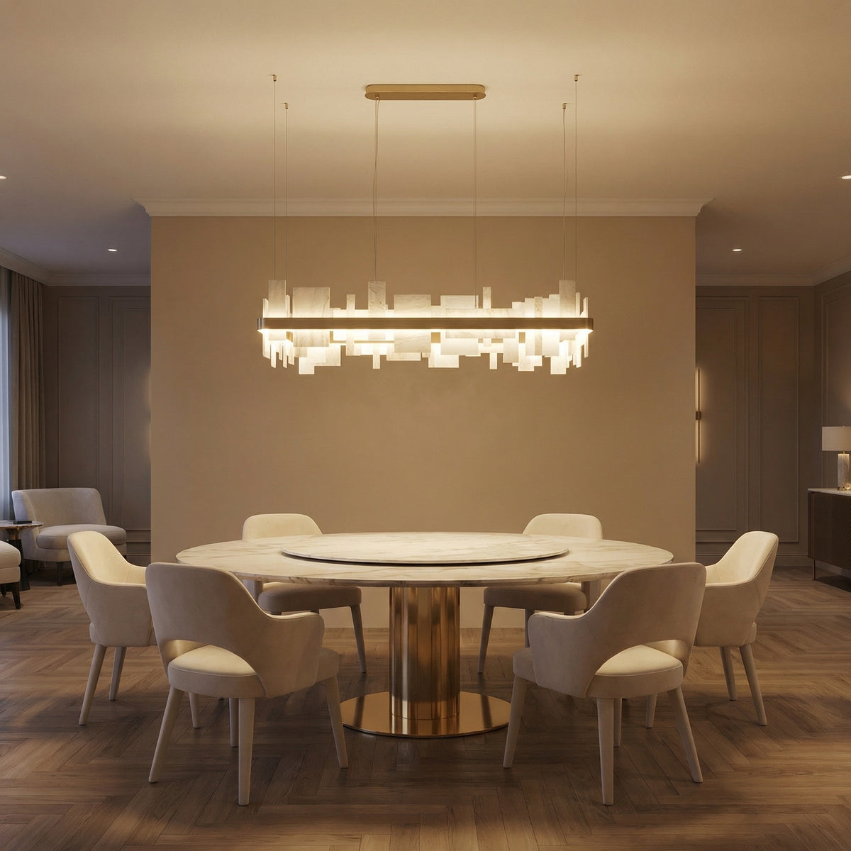 Yiosi Series Linear Natural Stone Pendant Light 39" - scene-1