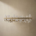 Yiosi Series Linear Natural Stone Pendant Light 39" - dark