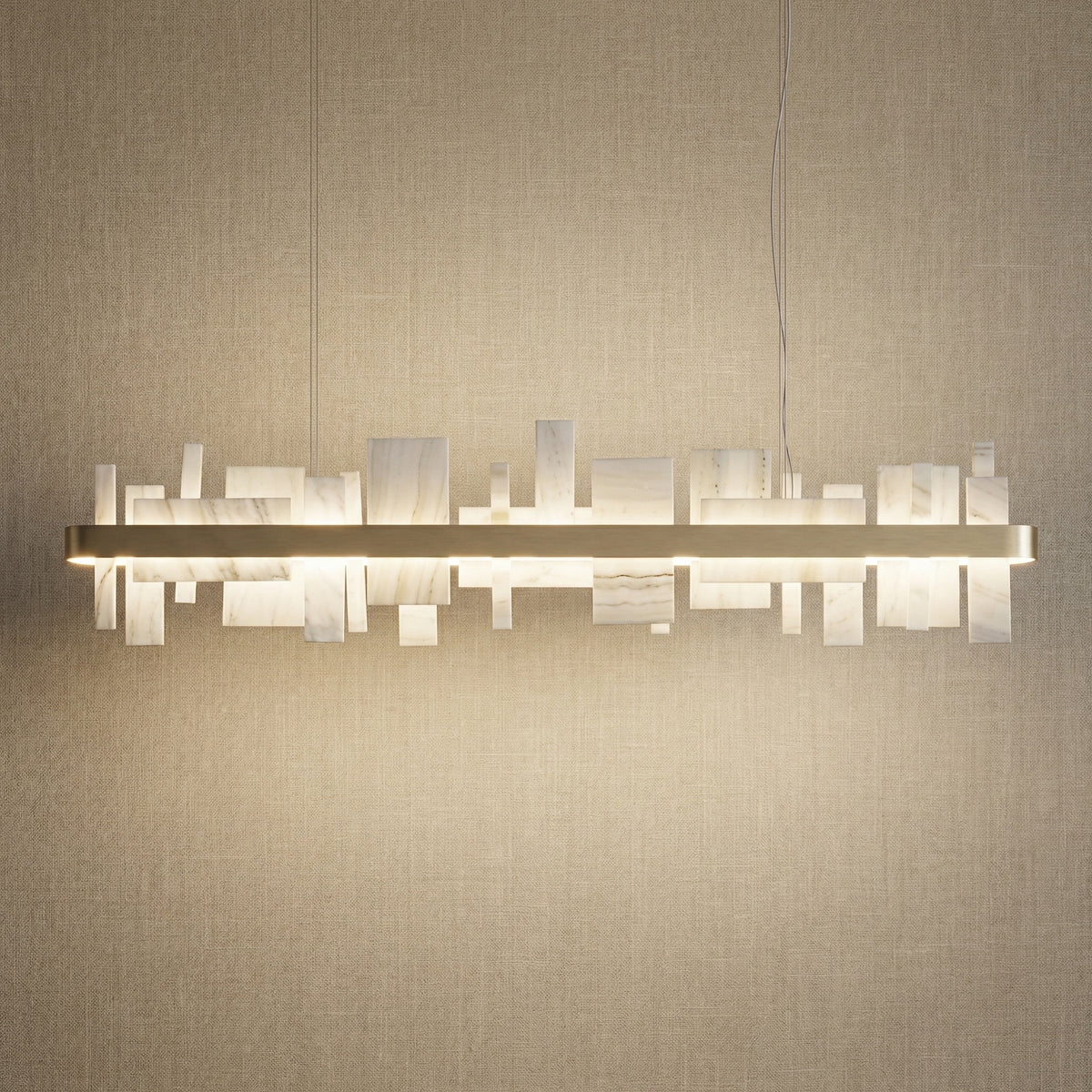 Yiosi Series Linear Natural Stone Pendant Light 39" - 59" Linear (L1500mm)