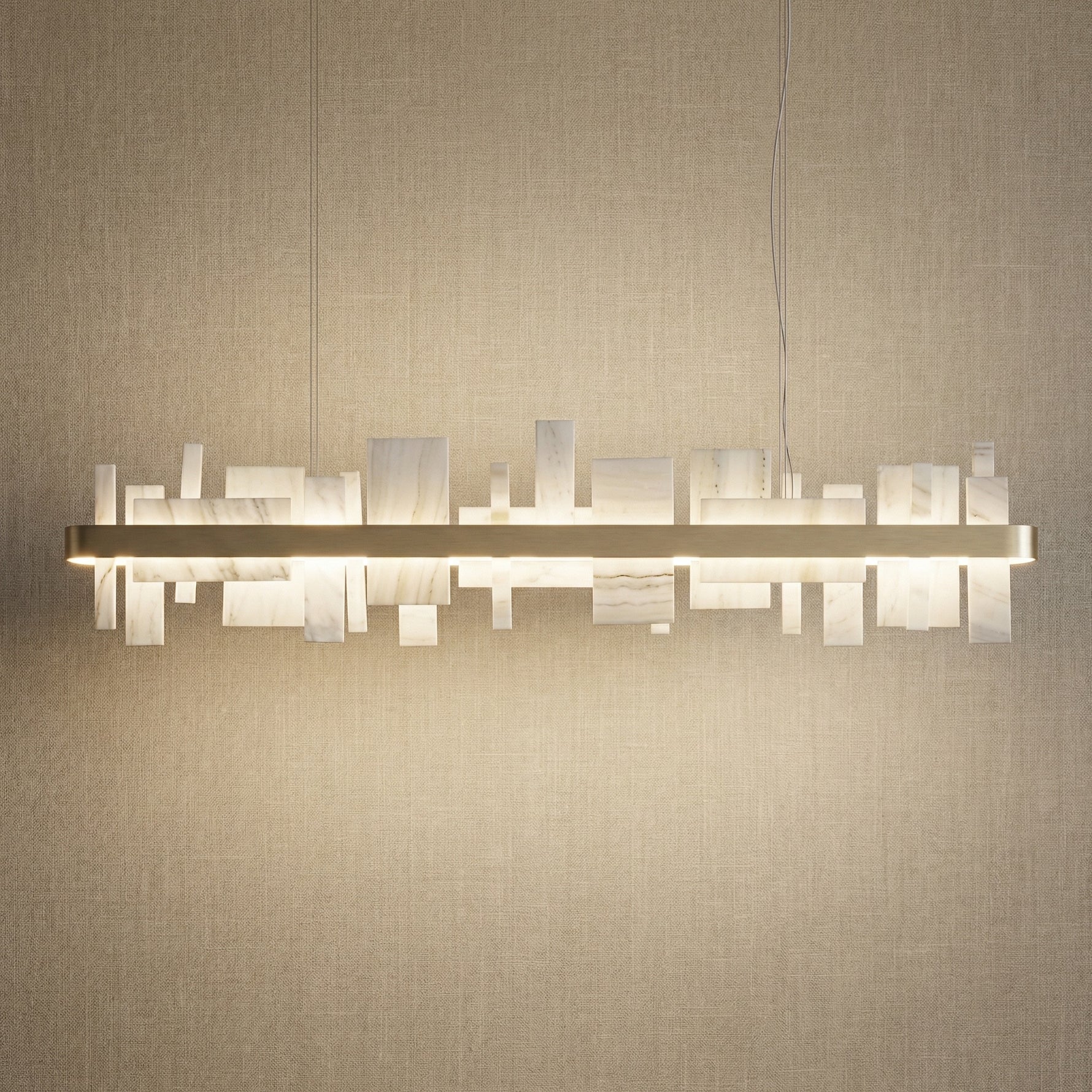 Yiosi Series Linear Natural Stone Pendant Light 39" - 59" Linear (L1500mm)