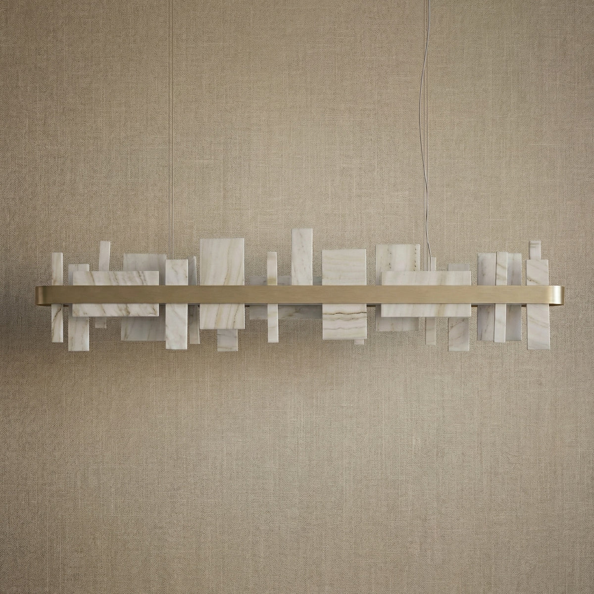 Yiosi Series Linear Natural Stone Pendant Light 39" - dark