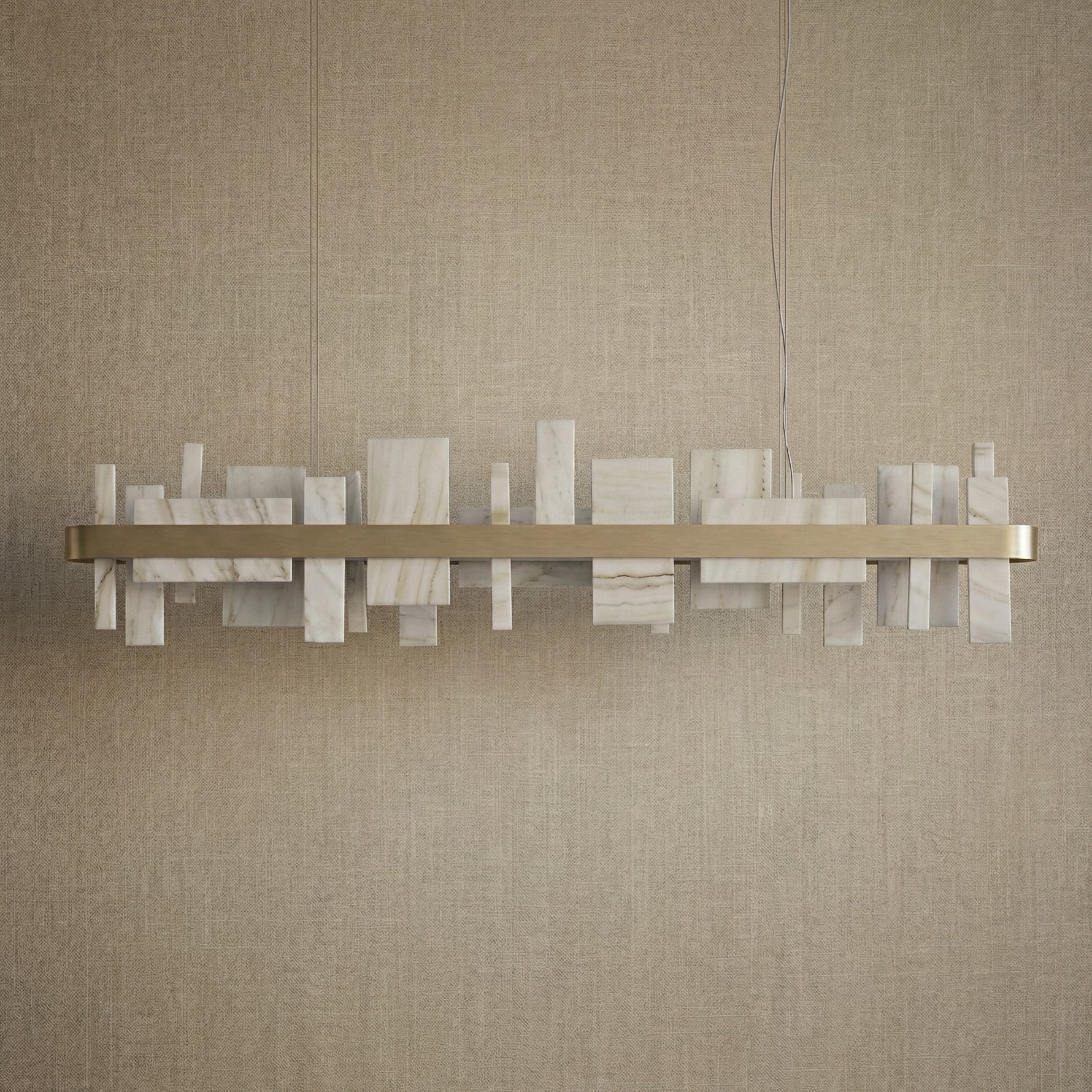Yiosi Series Linear Natural Stone Pendant Light 39" - dark