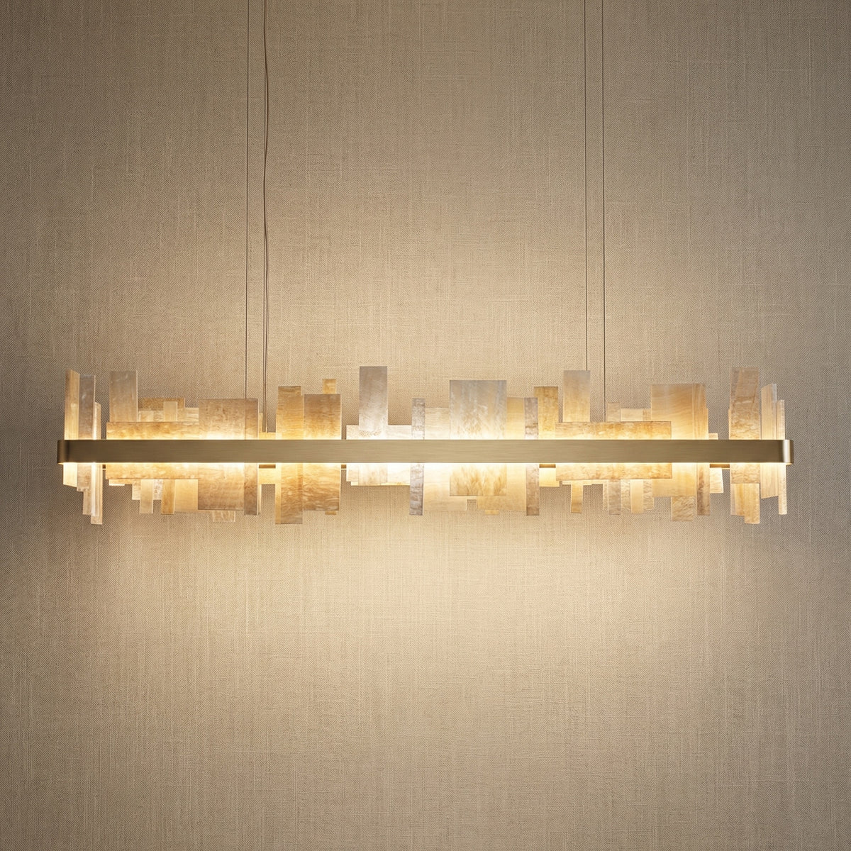 Yiosi Series Linear Natural Stone Pendant Light 39" - 63" Linear (L1600mm)