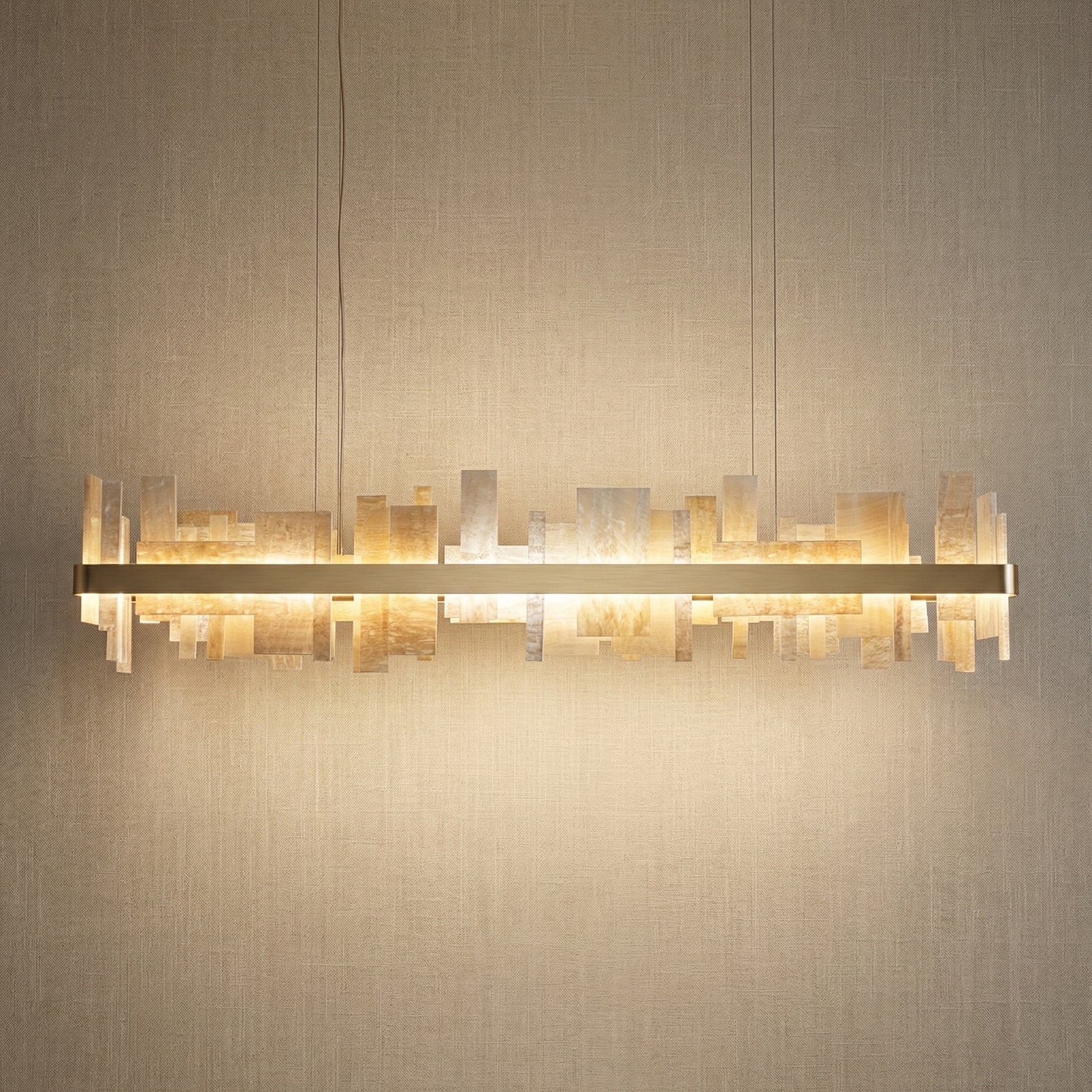 Yiosi Series Linear Natural Stone Pendant Light 39" - 63" Linear (L1600mm)