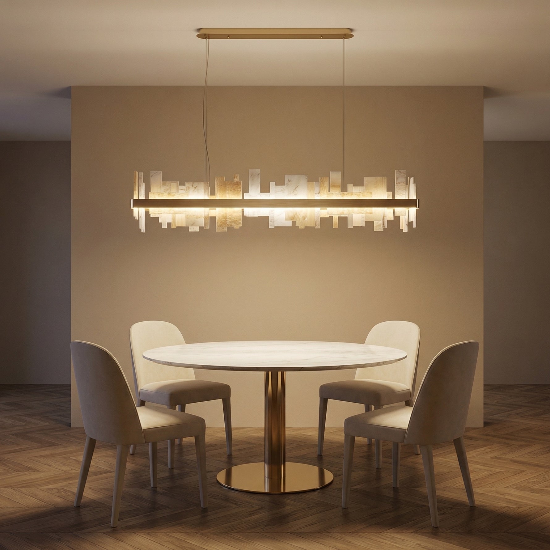 Yiosi Series Linear Natural Stone Pendant Light 39" - scene-1