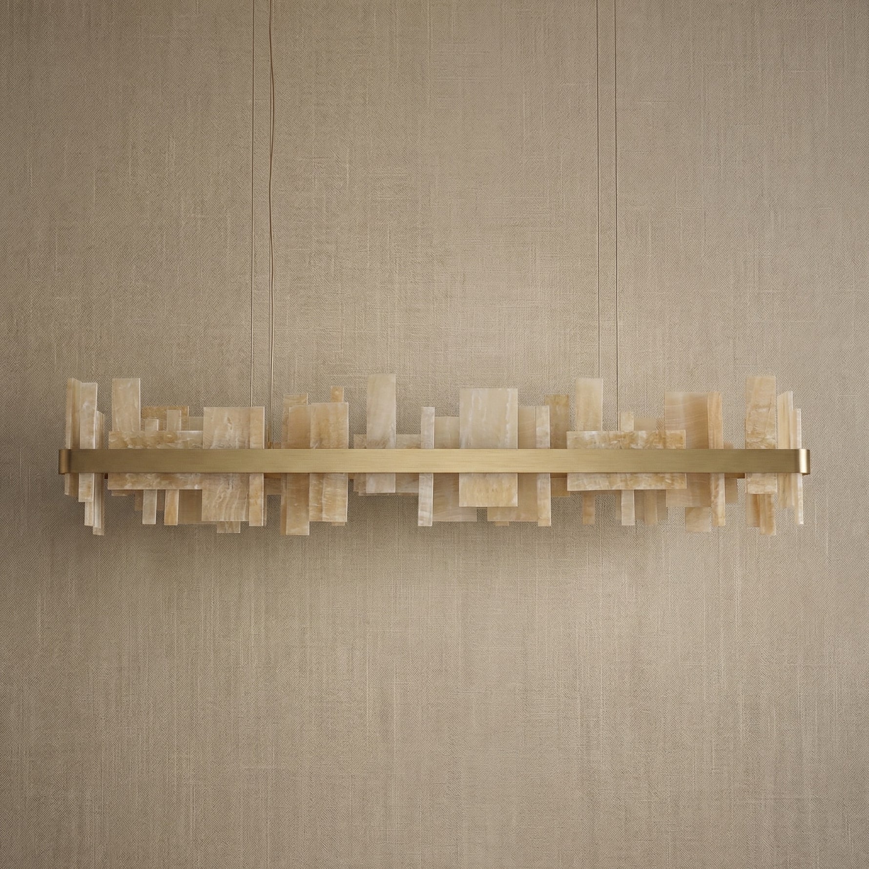 Yiosi Series Linear Natural Stone Pendant Light 39" - dark