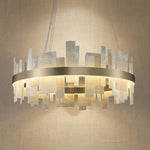 Yiosi Series Linear Natural Stone Pendant Light 39" - 28" (Dia 700mm)