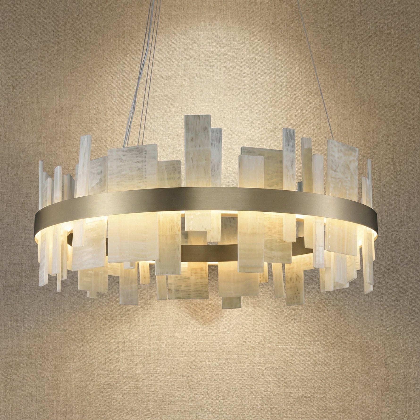 Yiosi Series Linear Natural Stone Pendant Light 39" - 28" (Dia 700mm)