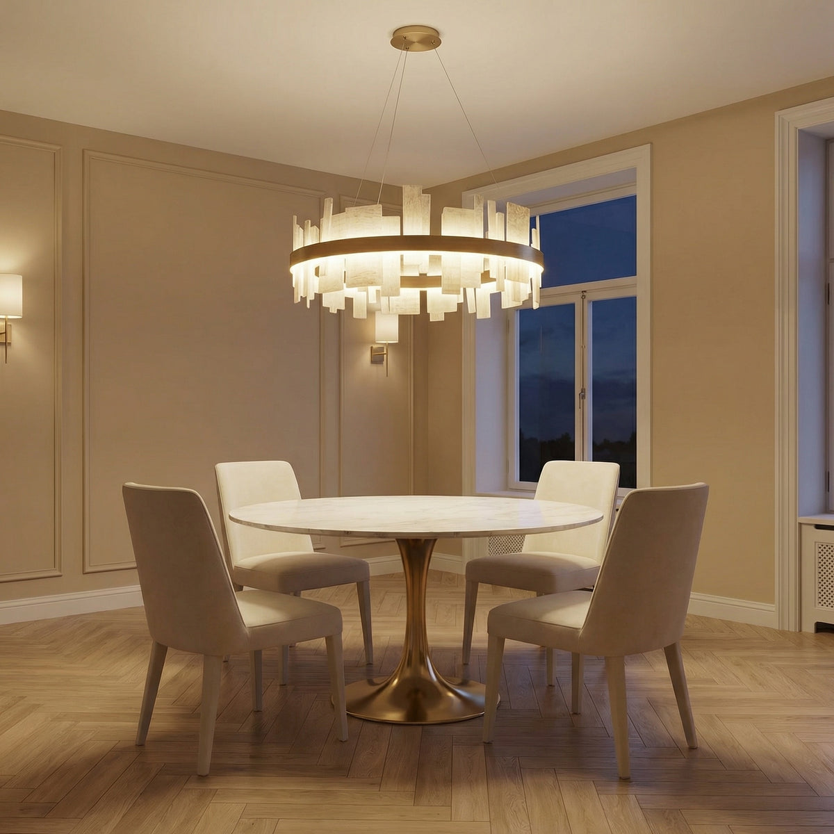 Yiosi Series Linear Natural Stone Pendant Light 39" - scene-1
