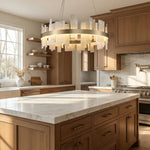 Yiosi Series Linear Natural Stone Pendant Light 39" - scene-2
