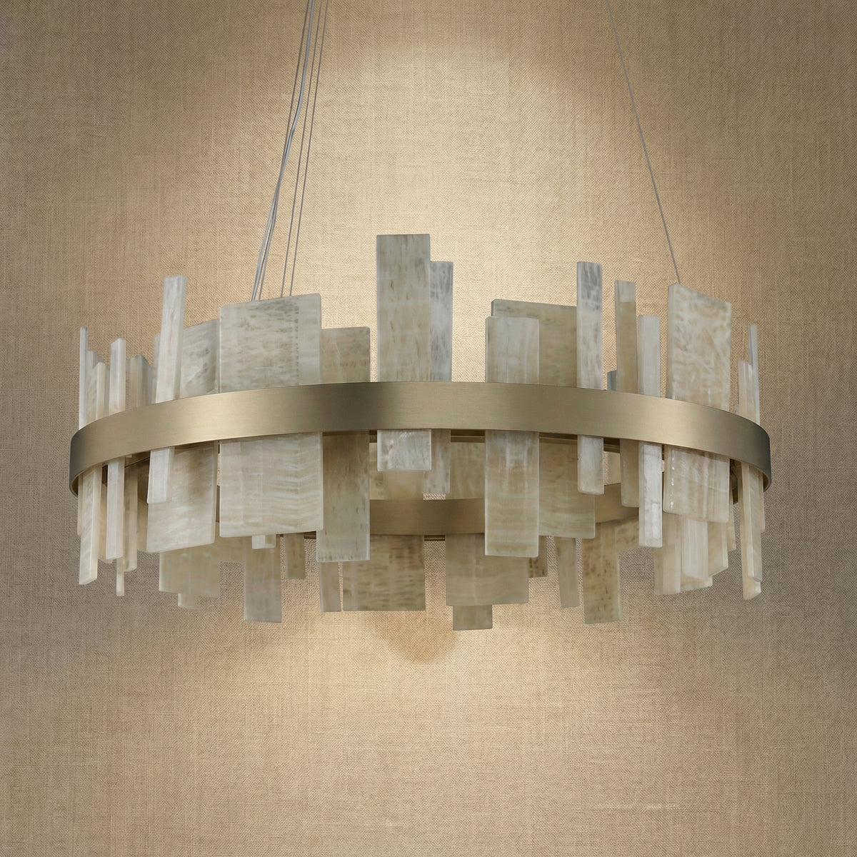 Yiosi Series Linear Natural Stone Pendant Light 39" - dark