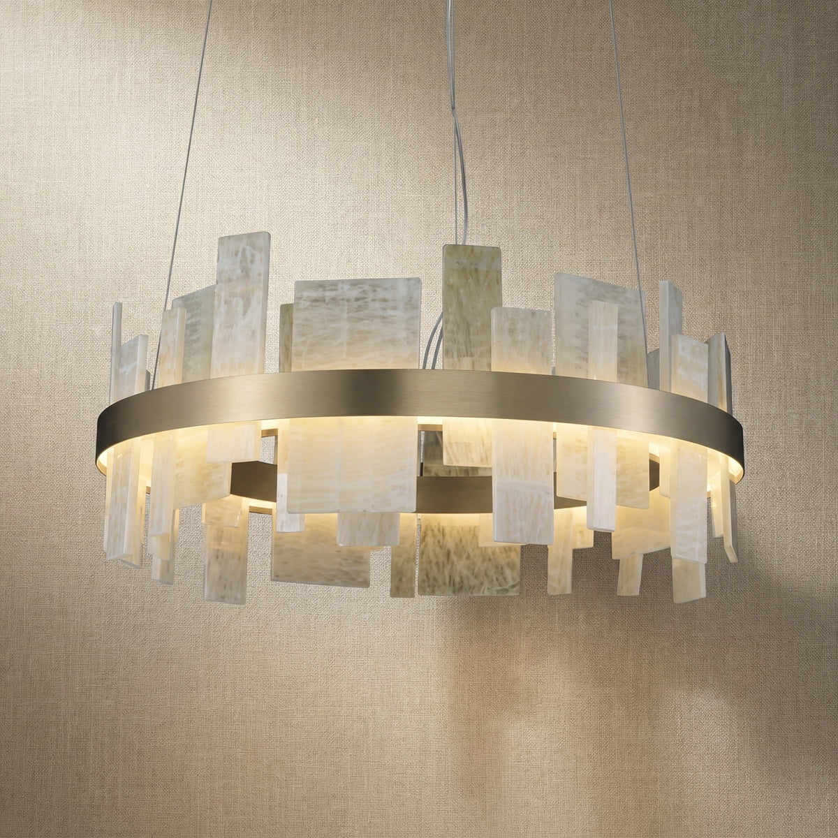 Yiosi Series Linear Natural Stone Pendant Light 39" - 35" (Dia 900mm)
