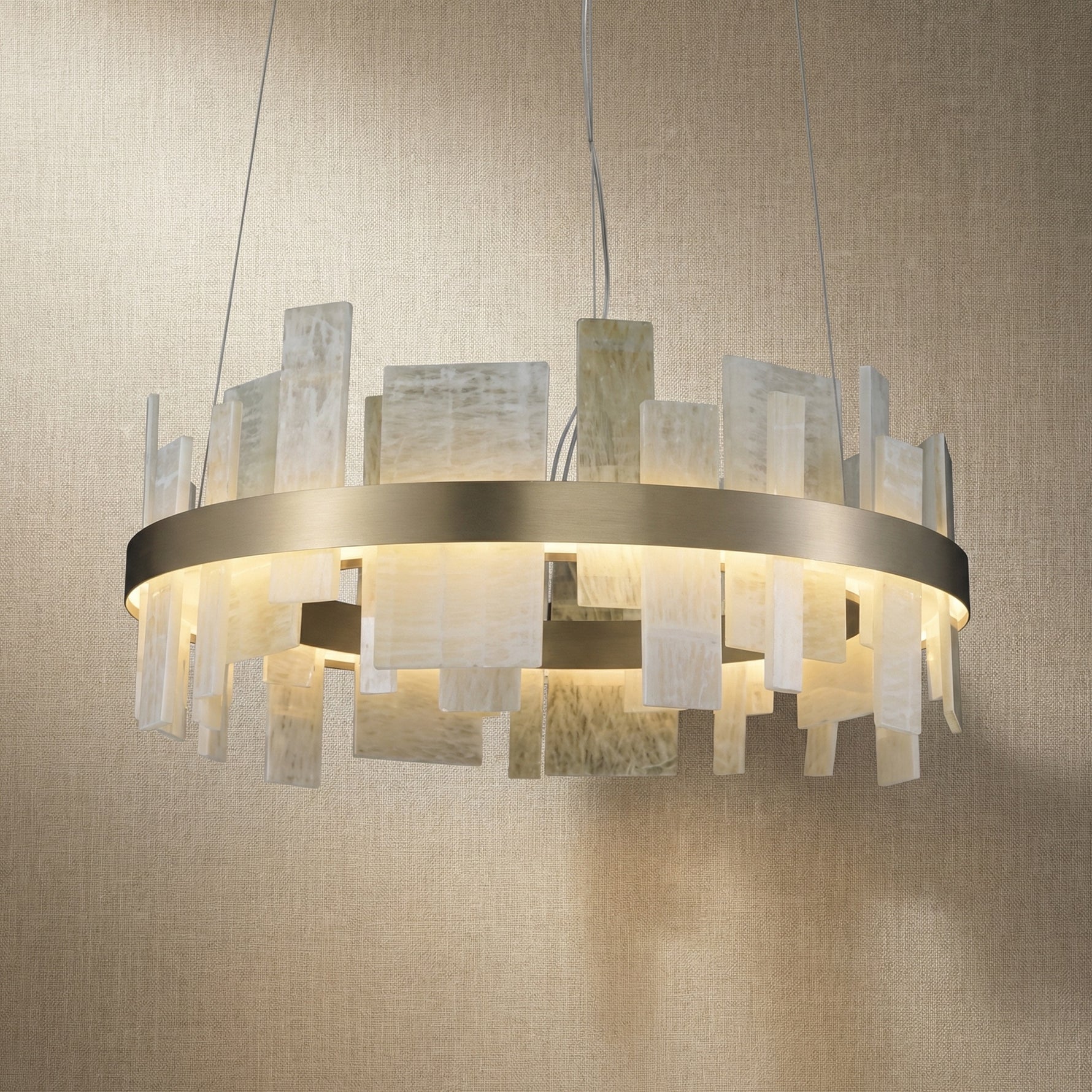 Yiosi Series Linear Natural Stone Pendant Light 39" - 35" (Dia 900mm)