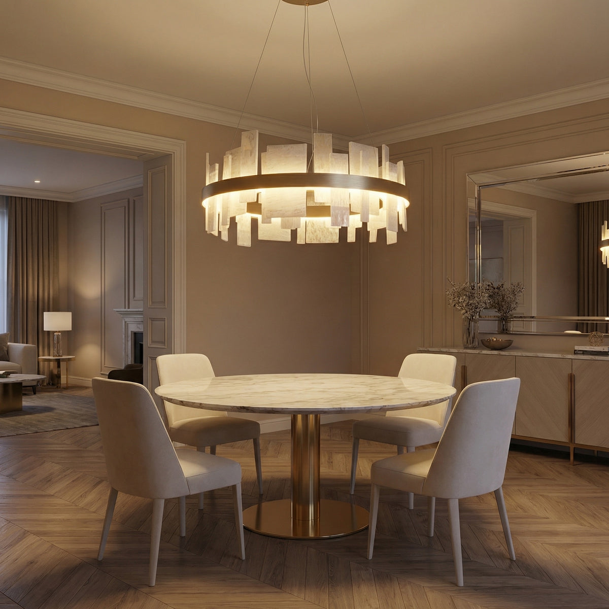 Yiosi Series Linear Natural Stone Pendant Light 39" - scene-1