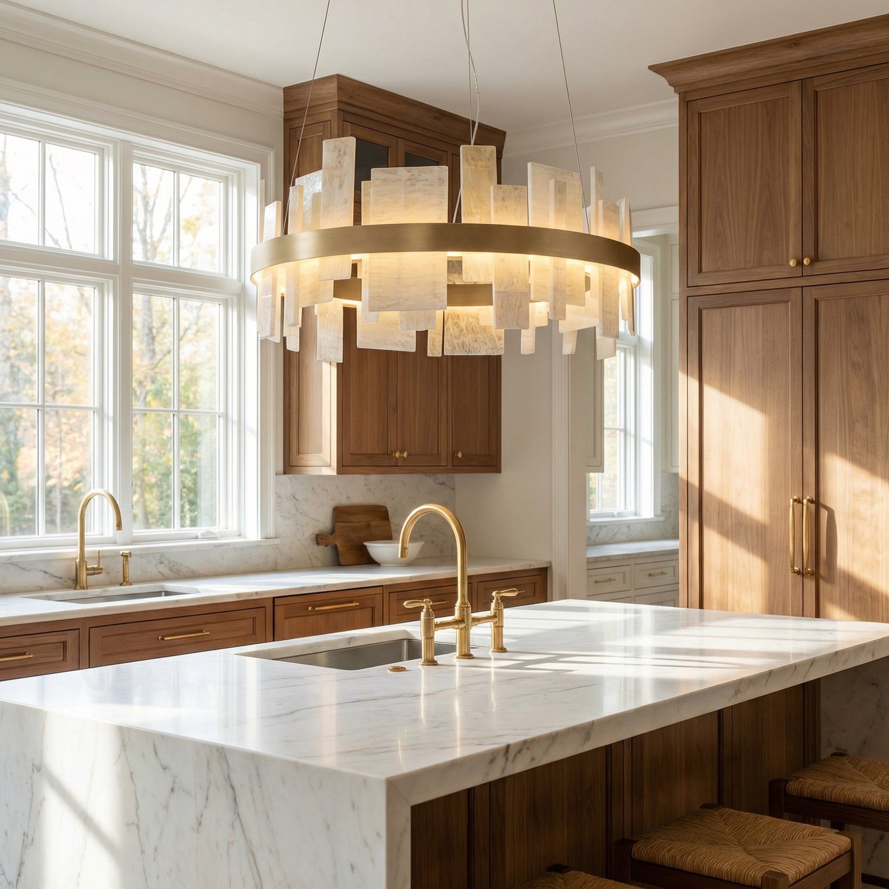 Yiosi Series Linear Natural Stone Pendant Light 39" - scene-2