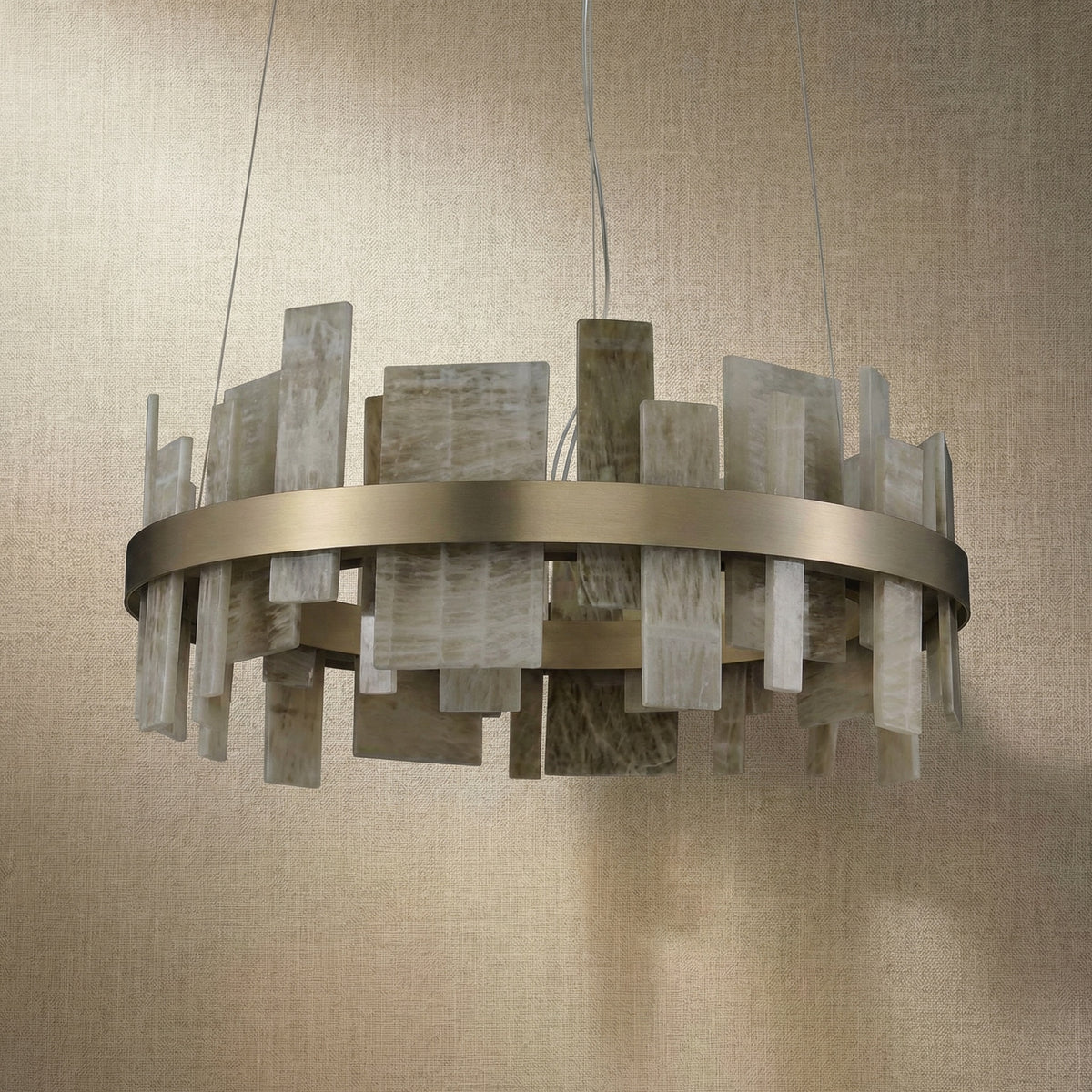 Yiosi Series Linear Natural Stone Pendant Light 39" - dark
