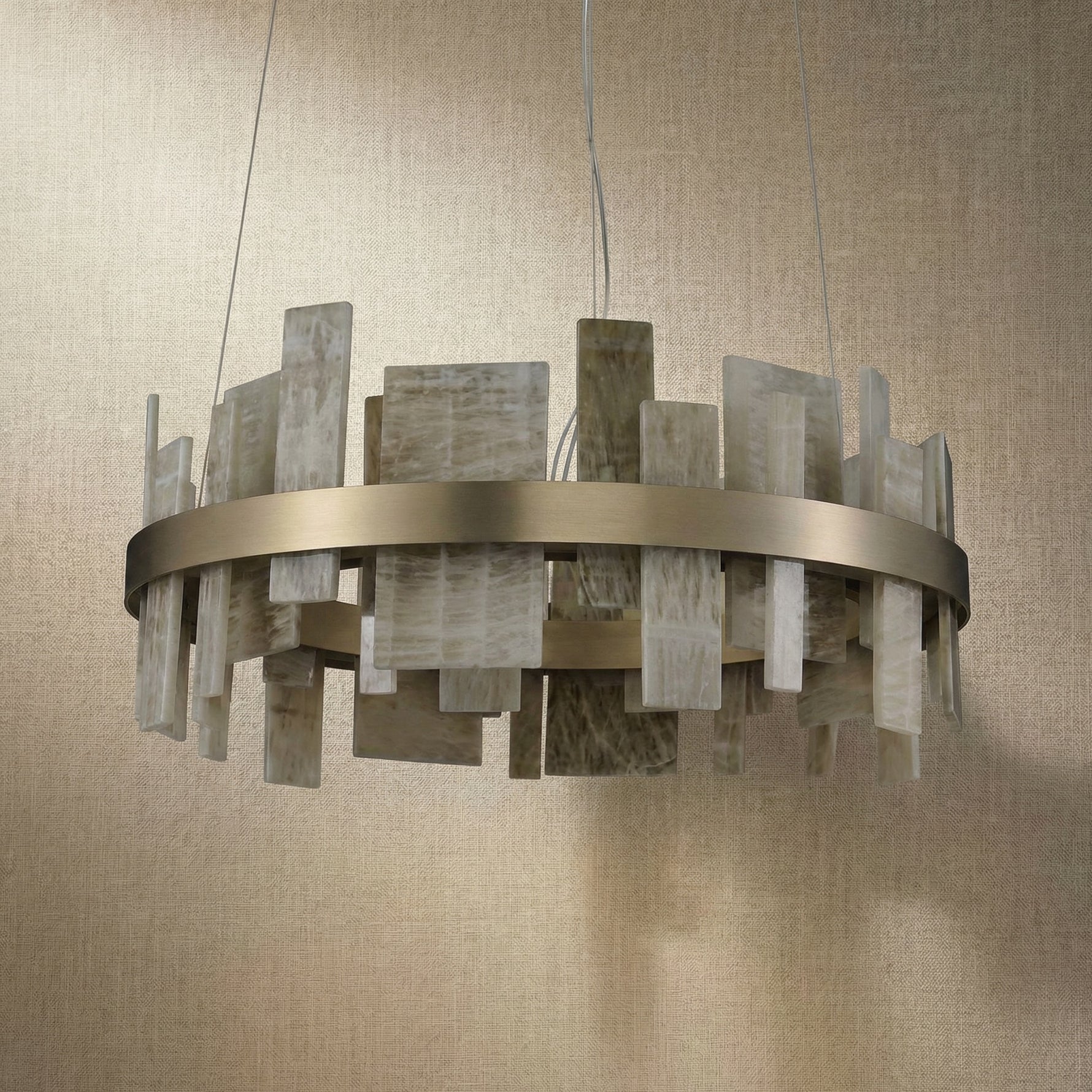 Yiosi Series Linear Natural Stone Pendant Light 39" - dark