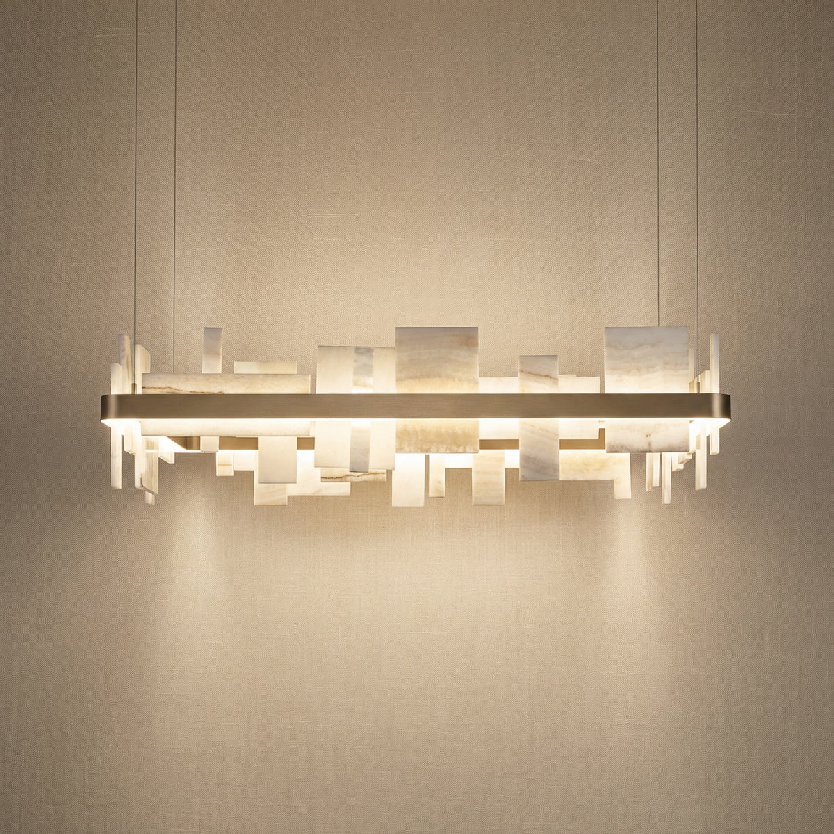Yiosi Series Linear Natural Stone Pendant Light 39" - 37" Linear (L950mm)