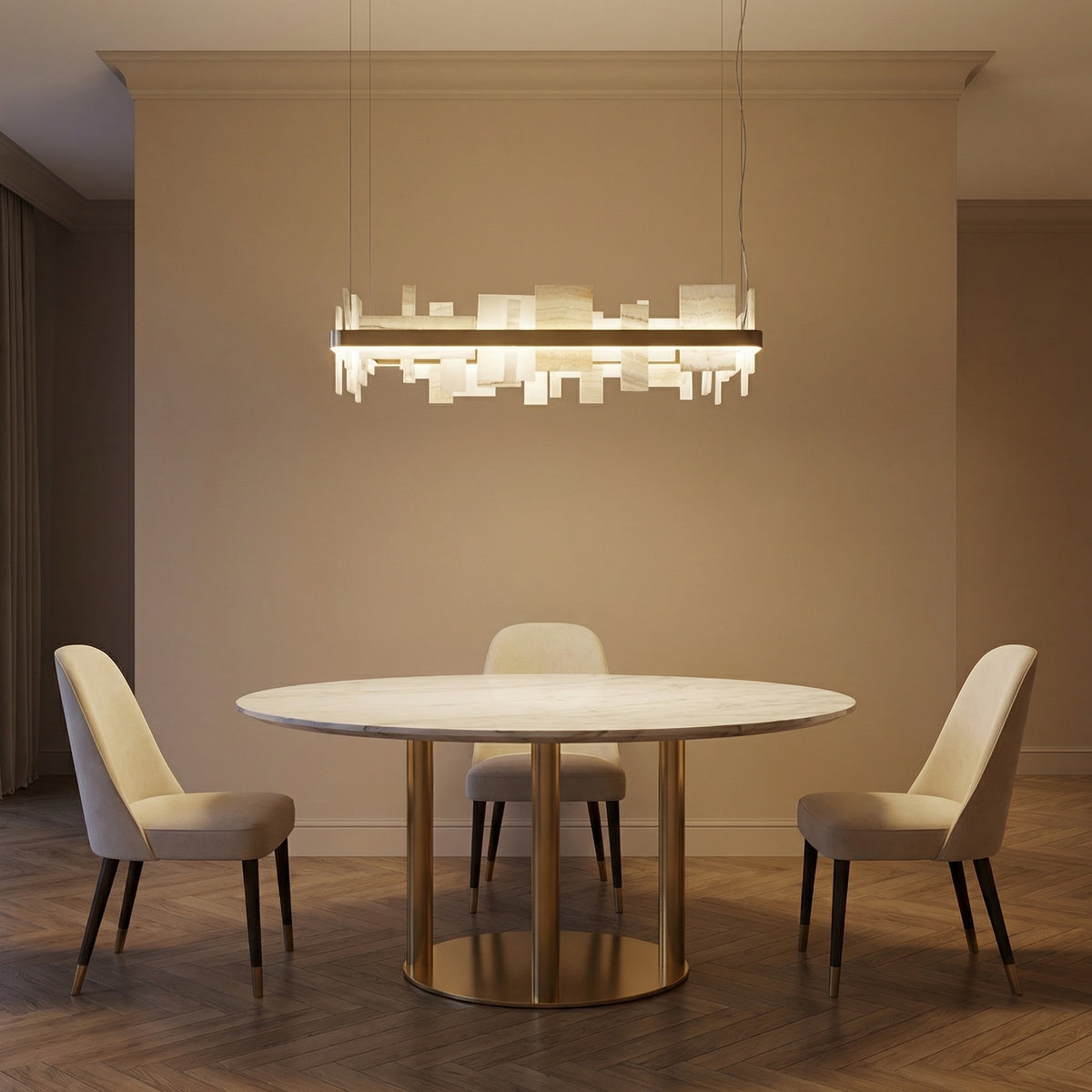 Yiosi Series Linear Natural Stone Pendant Light 39" - scene-1