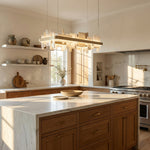 Yiosi Series Linear Natural Stone Pendant Light 39" - scene-2