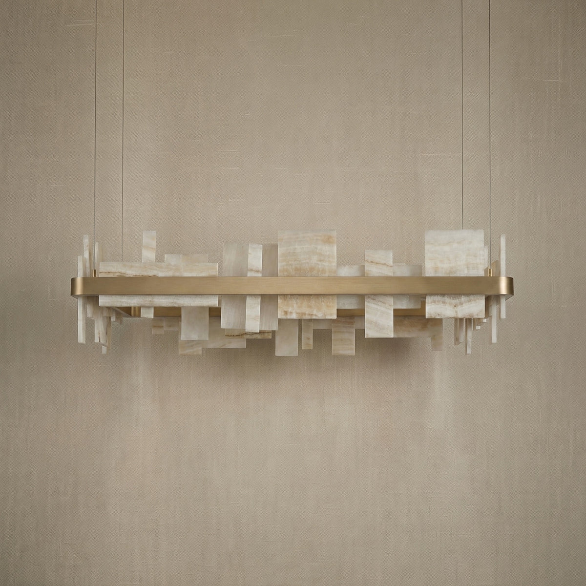 Yiosi Series Linear Natural Stone Pendant Light 39" - dark