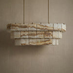 Yiosi Series Linear Natural Stone Pendant Light 58" - dark