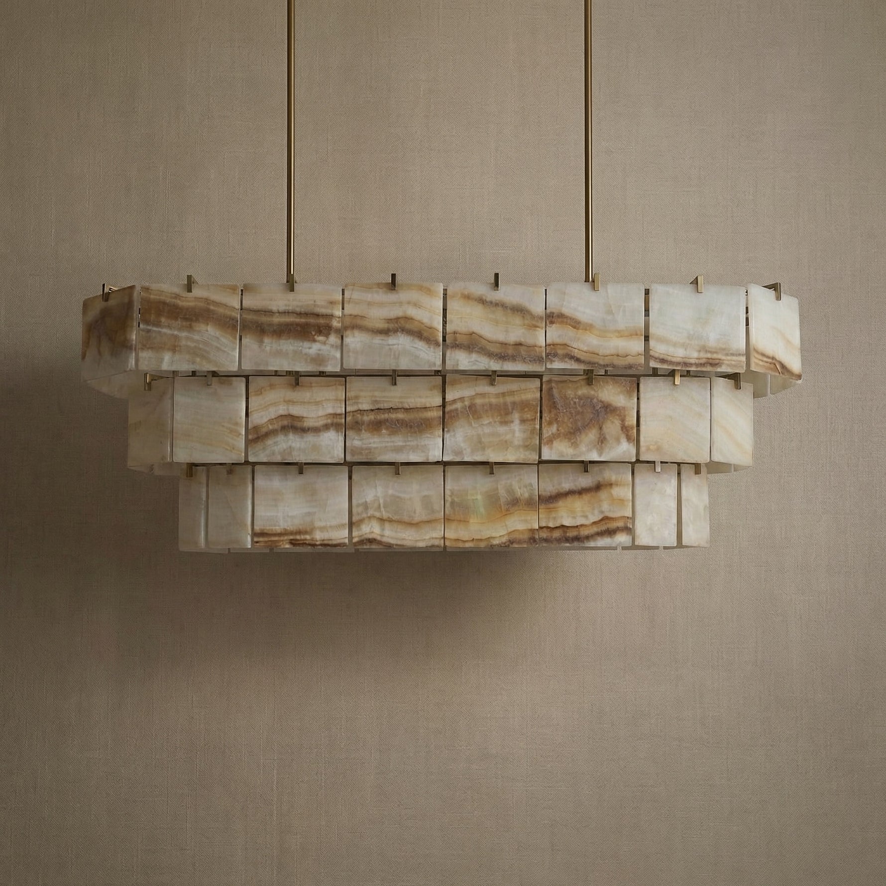 Yiosi Series Linear Natural Stone Pendant Light 58" - dark