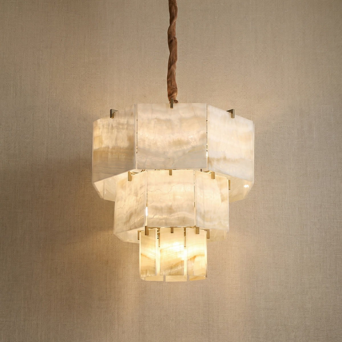 Yiosi Series Linear Natural Stone Pendant Light 58" - 25" (Dia 630mm)