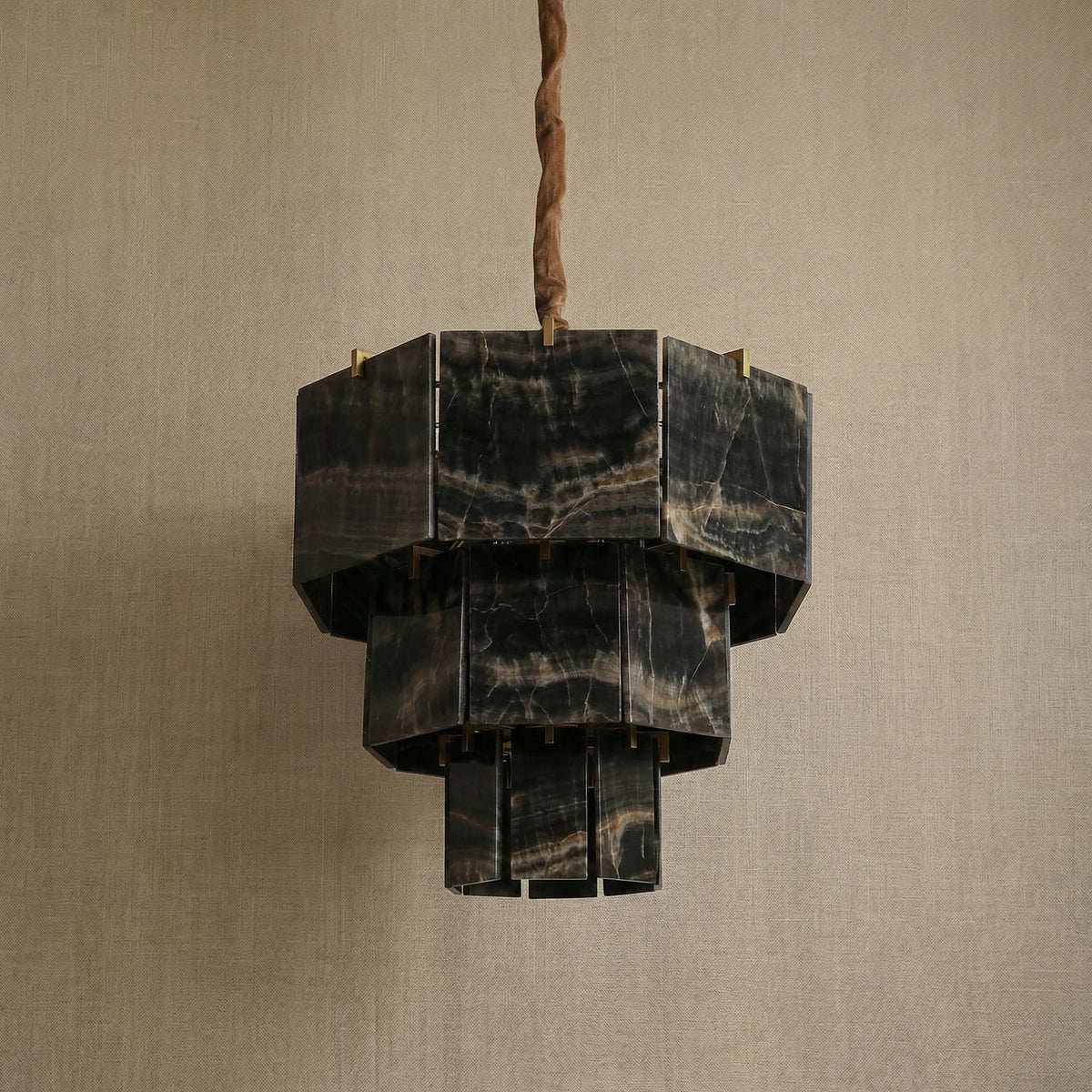 Yiosi Series Linear Natural Stone Pendant Light 58" - dark