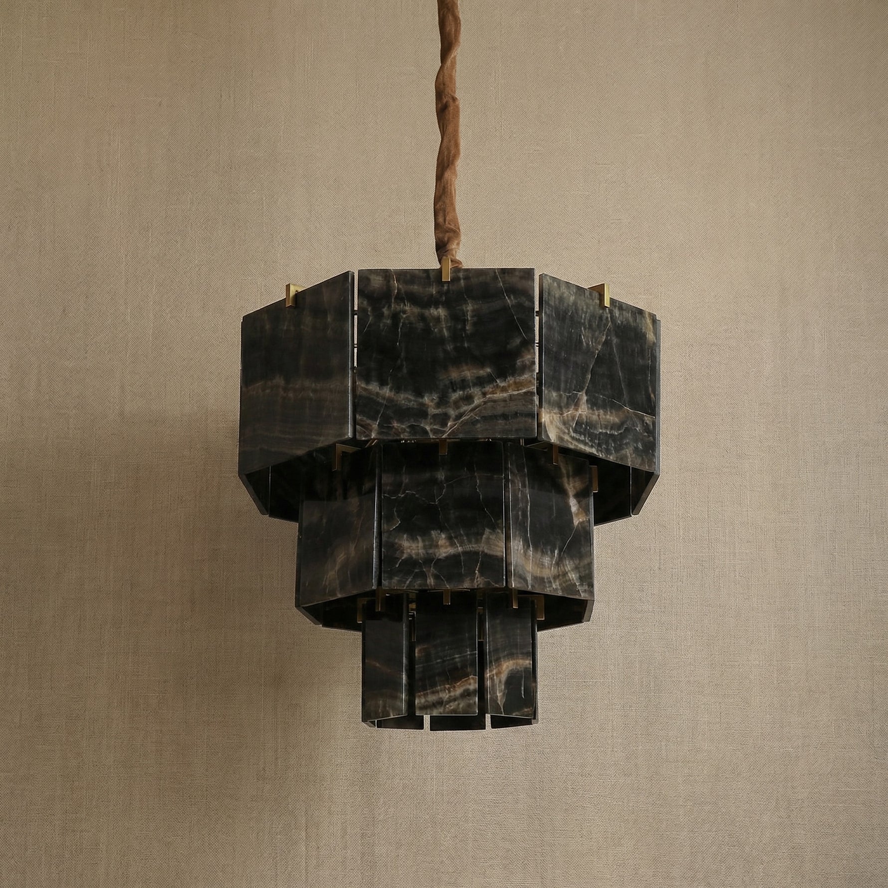 Yiosi Series Linear Natural Stone Pendant Light 58" - dark