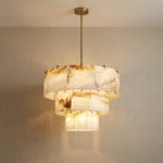 Yiosi Series Linear Natural Stone Pendant Light 58" - 31" (Dia 800mm)