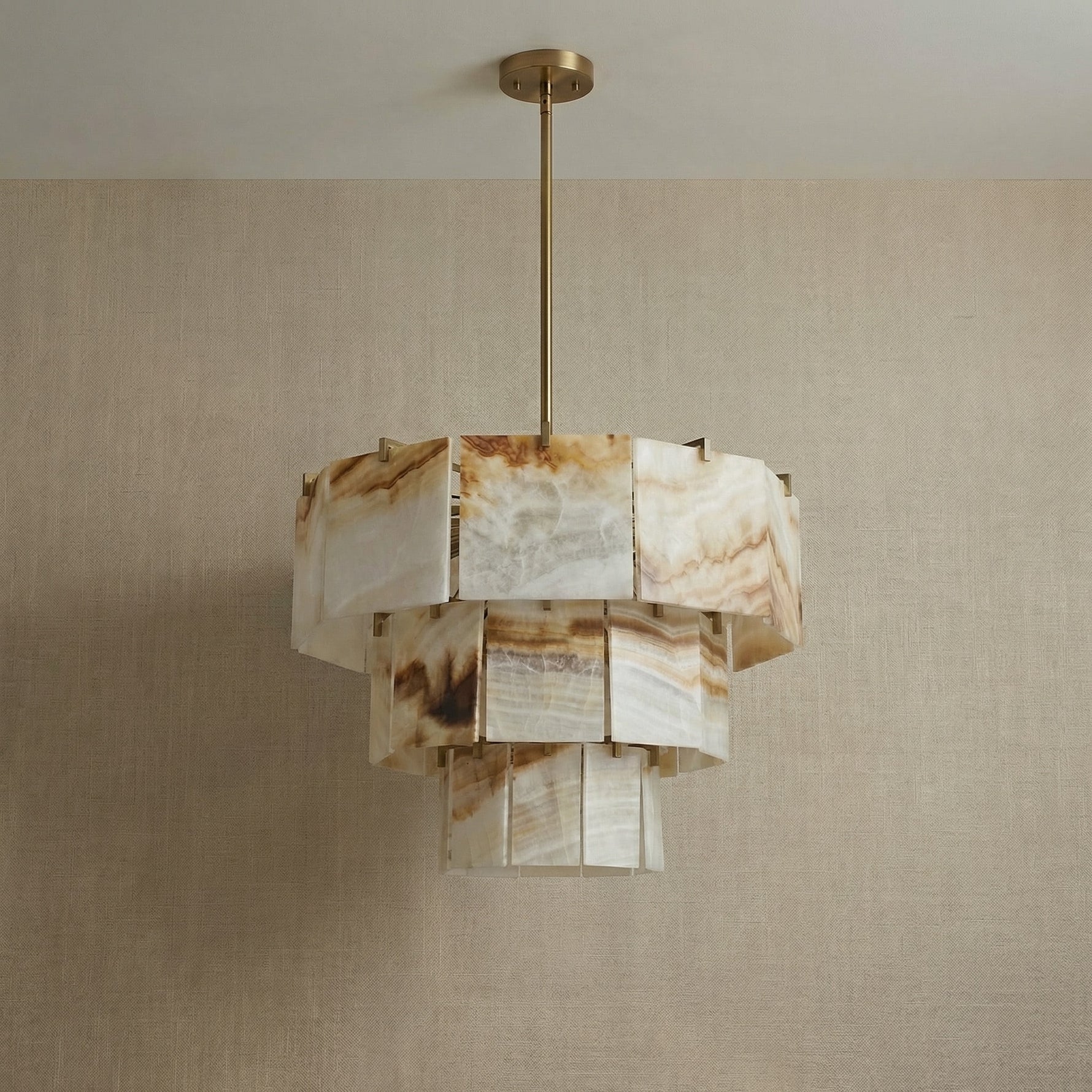 Yiosi Series Linear Natural Stone Pendant Light 58" - dark