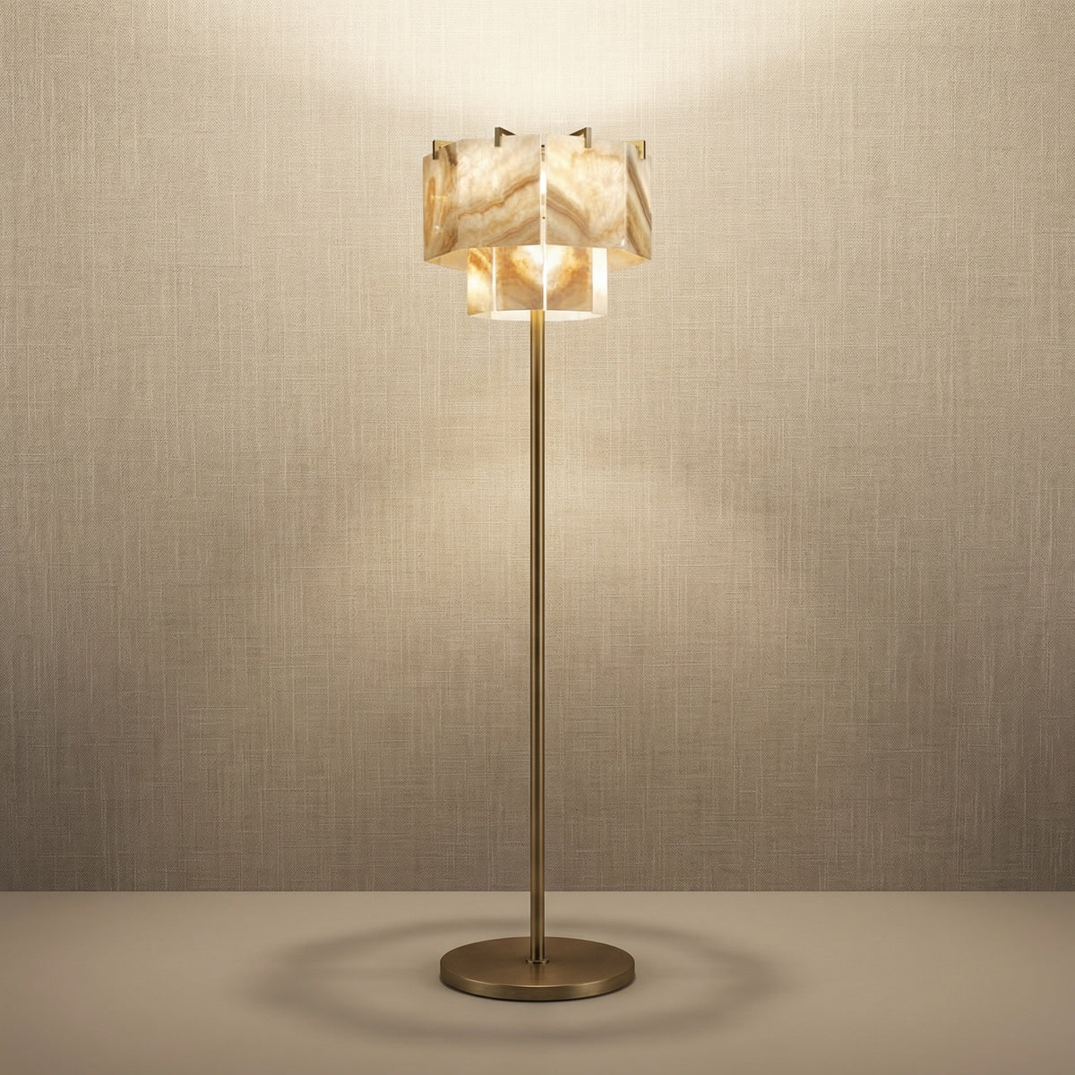 Yiosi Series Natural Stone Floor Lamp - 17" (Dia 440mm)