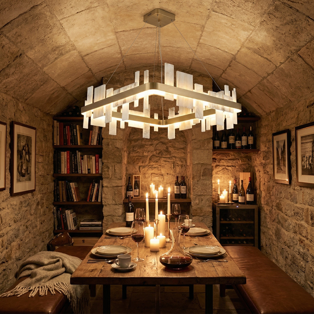 Yiosi Series Natural Stone Pendant Light 31" - scene-3