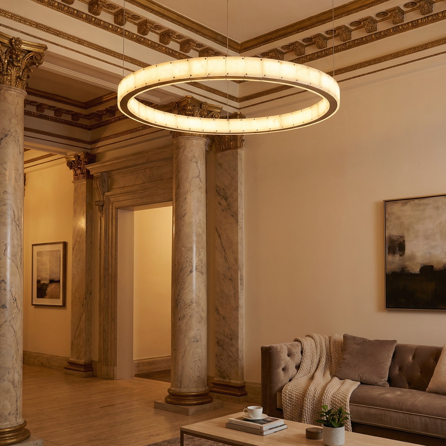 Yiosi Series Natural Stone Pendant Light Style B - scene-3