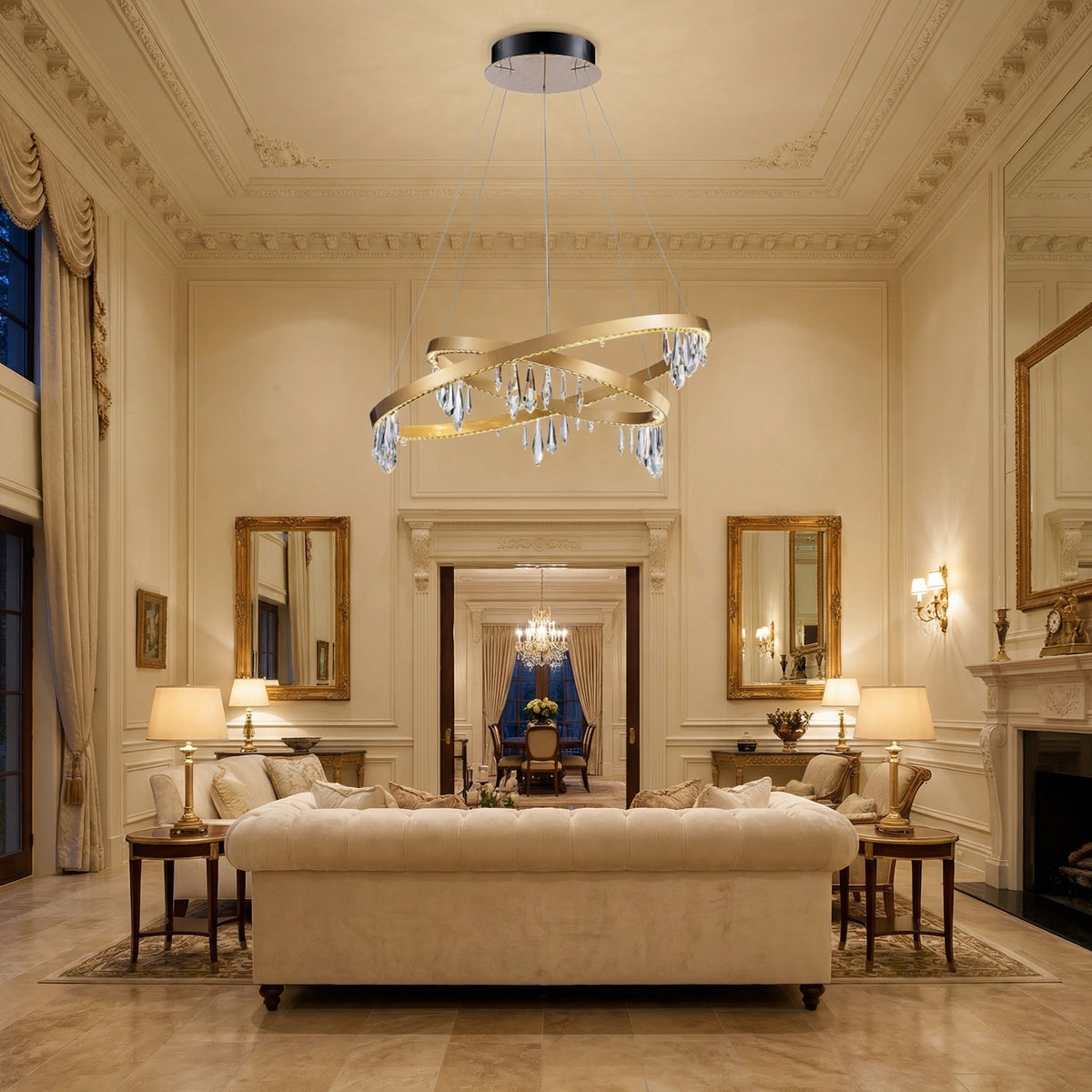 Yiosi Series Nested Crystal Pendant Light Style E - scene-1