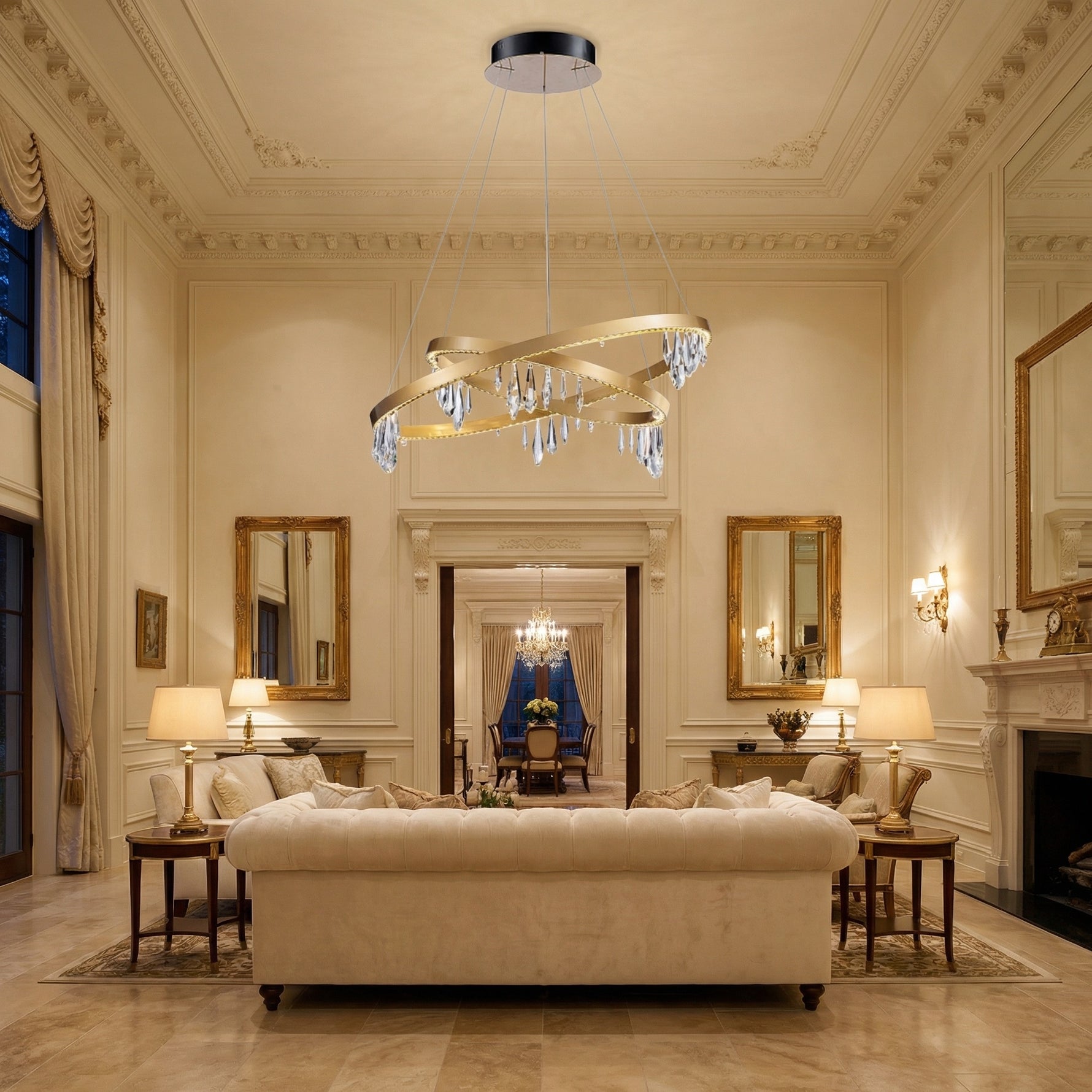 Yiosi Series Nested Crystal Pendant Light Style E - scene-1