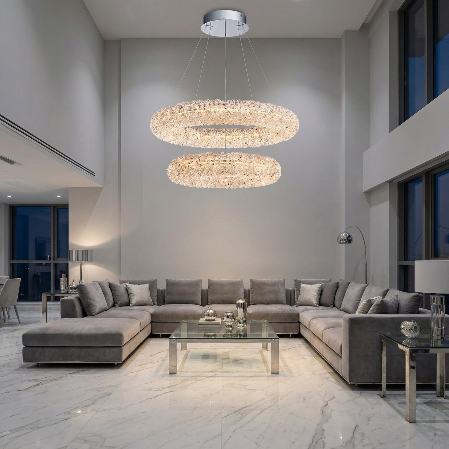 Yiosi Series Nested Crystal Pendant Light Style F - scene-1