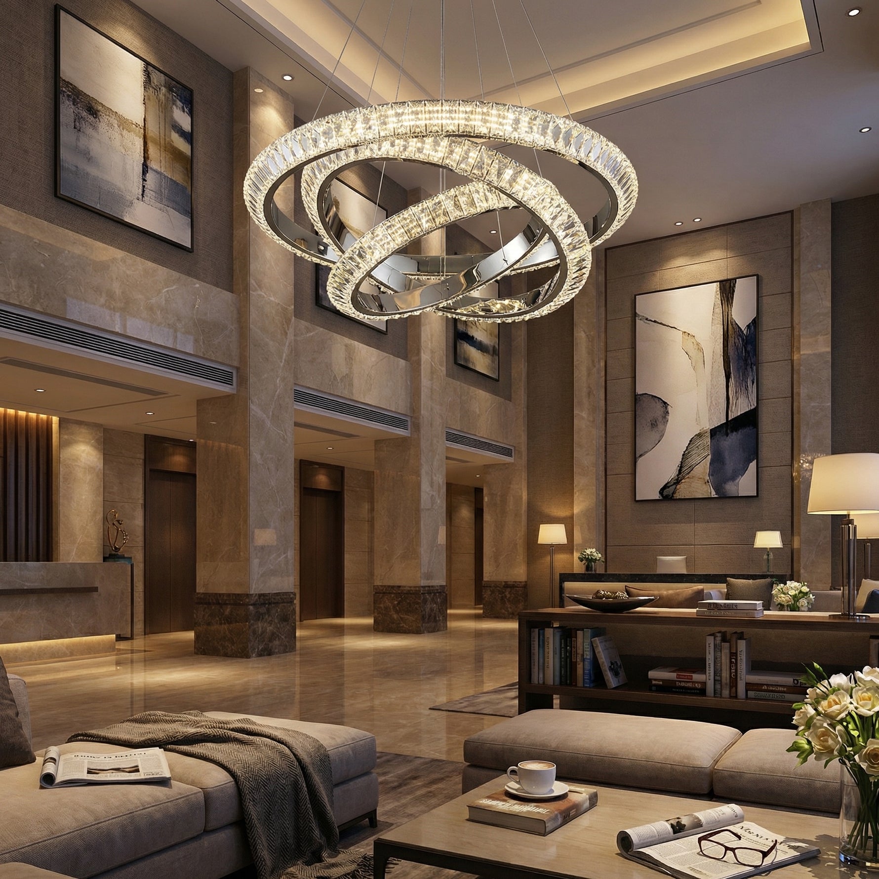 Yiosi Series Nested Crystal Pendant Light Style G - scene-3