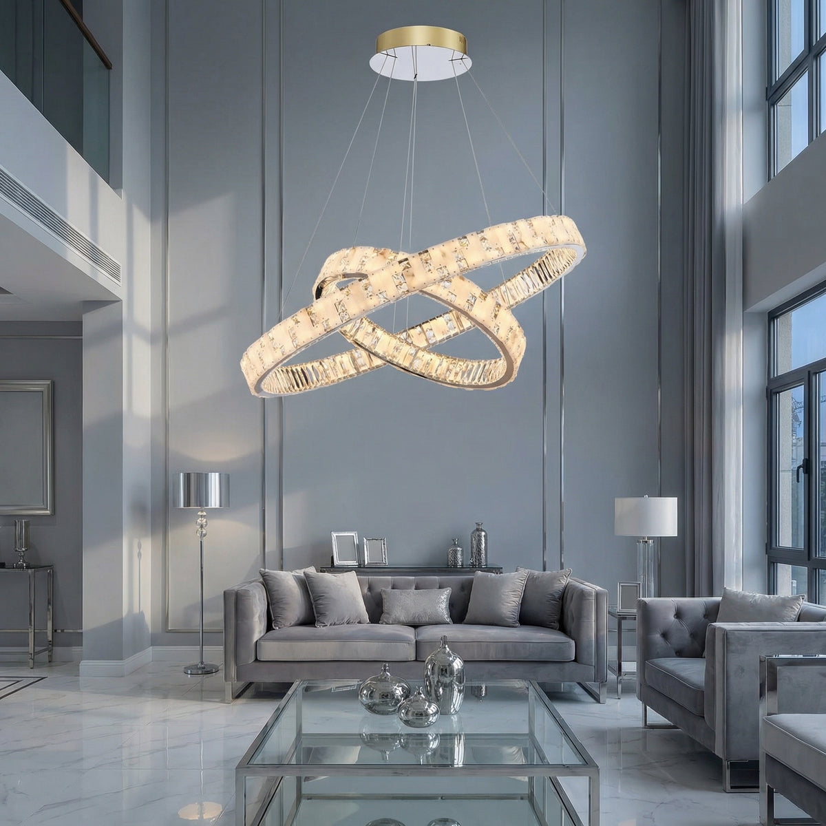 Yiosi Series Nested Crystal Pendant Light Style H - scene-1