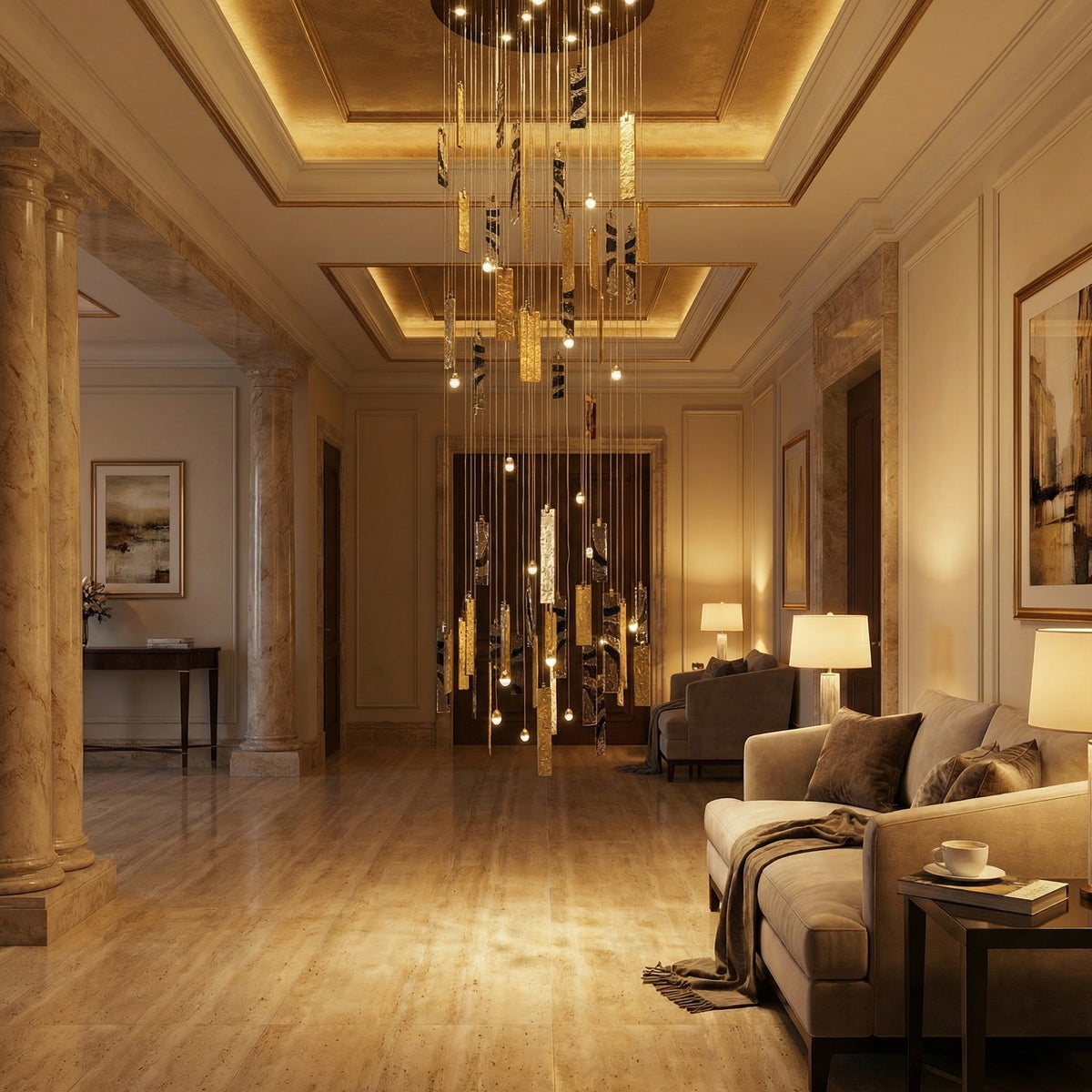 Yiosi Series Nested Grand Glass Pendant Light - scene-3